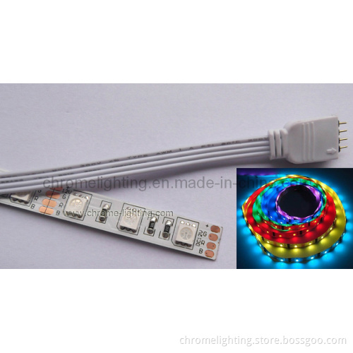 5050 RGB Strip Light Strip Light,USD2.99/M,White PCB with Male Plug